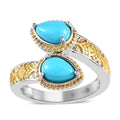 Karis Sleeping Beauty Turquoise Bypass Ring in 18K YG Plated and Platinum Bond (Size 10.0) 1.25 ctw - Sticky add to cart bar