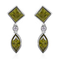 Premium Peridot and White Zircon Earrings in Platinum Over Sterling Silver 2.60 ctw - Sticky add to cart bar