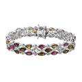 Multi-Tourmaline and White Zircon Bracelet in Platinum Over Sterling Silver (7.25 In) 15.90 ctw - Sticky add to cart bar