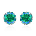 Peacock Quartz (Triplet) Solitaire Stud Earrings in Platinum Over Sterling Silver 7.50 ctw - Sticky add to cart bar