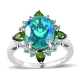 Peacock Quartz (Triplet) and Multi Gemstone Ring in Platinum Over Sterling Silver 4.90 ctw - Sticky add to cart bar