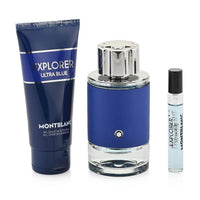 CLOSEOUT Mont Blanc Explorer Ultra Blue EAU De Parfum Set (Parfum 3.3oz, Travel 0.25oz, & Shower Gel 3.3oz)
