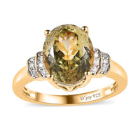 AAA Yellow Triphane, Moissanite Ring in Vermeil YG Over Sterling Silver (Size 10.0) 4.85 ctw