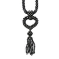 Thai Black Spinel Beaded Heart Tassel Necklace 30 Inches 300.00 ctw - Sticky add to cart bar