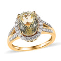 AAA Yellow Triphane, Moissanite Halo Ring in Vermeil YG Over Sterling Silver (Size 10.0) 4.15 ctw - Sticky add to cart bar