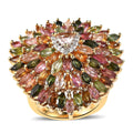 Multi-Tourmaline, Moissanite Sparkle Ring in Vermeil YG Over Sterling Silver (Size 10.0) 6.50 ctw - Sticky add to cart bar