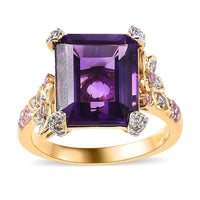 AAA Mashamba Amethyst, Multi Gemstone Ring in Vermeil YG Over Sterling Silver (Size 10.0) 6.00 ctw