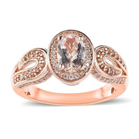 Premium Marropino Morganite, Coffee and White Zircon Ring in Vermeil RG Over Sterling Silver (Size 10.0) 1.65 ctw