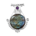 Sajen Silver Malagasy Labradorite and African Amethyst Pendant in Sterling Silver 64.10 ctw - Sticky add to cart bar