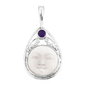 Sajen Silver Carved Bone and Abalone Shell and Multi Gemstone Reversible Pendant in Sterling Silver 0.85 ctw - Sticky add to cart bar
