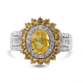Madagascar Yellow Sapphire and White Zircon Double Halo Ring in Platinum Over Sterling Silver (Size 10.0) 3.15 ctw - Sticky add to cart bar