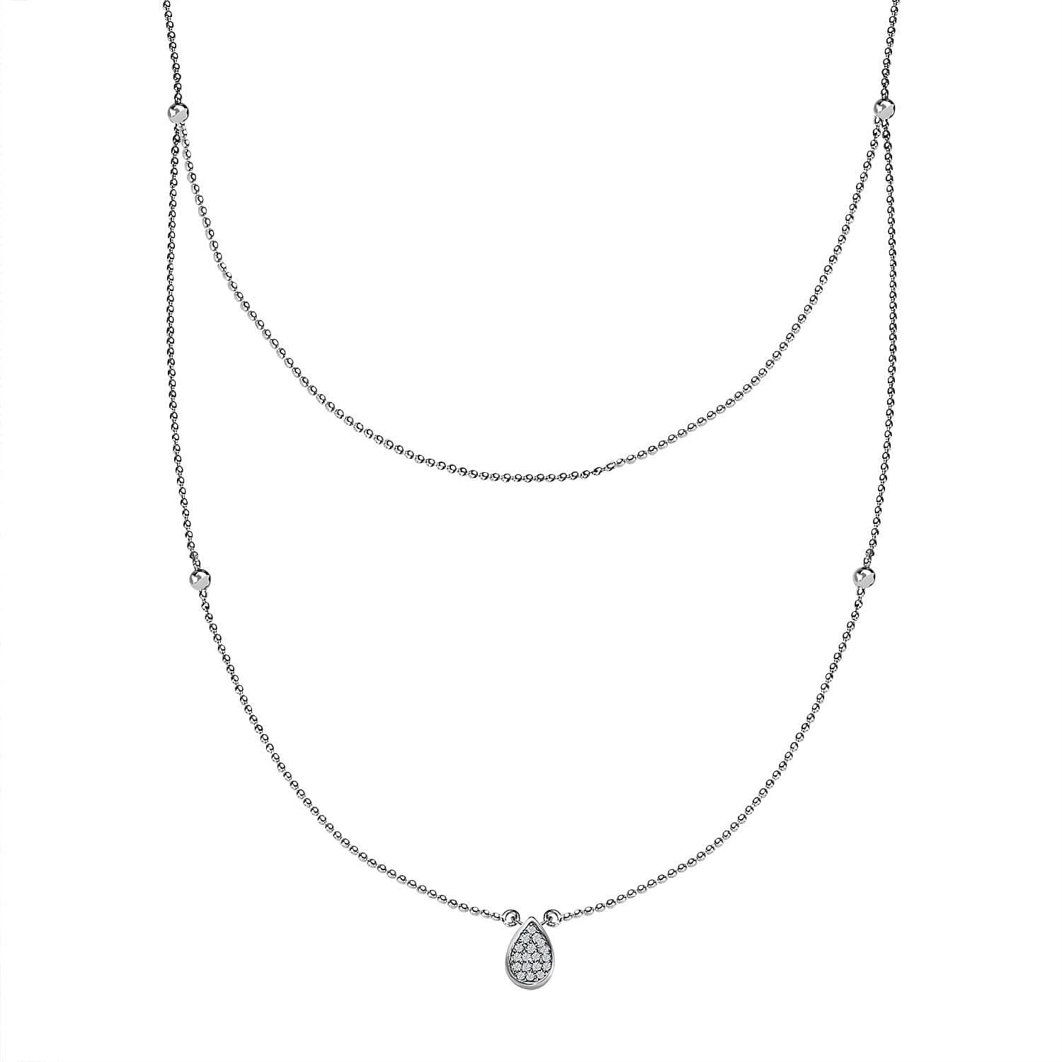 Diamond Fancy Necklace 18 Inches in Rhodium Over Sterling Silver 0.15 ctw
