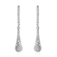 Diamond Dangle Earrings in Rhodium Over Sterling Silver 0.50 ctw