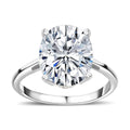 Moissanite (Oval 12x10mm) Solitaire Ring in Platinum Over Sterling Silver (Size 10.0) 5.00 ctw - Sticky add to cart bar