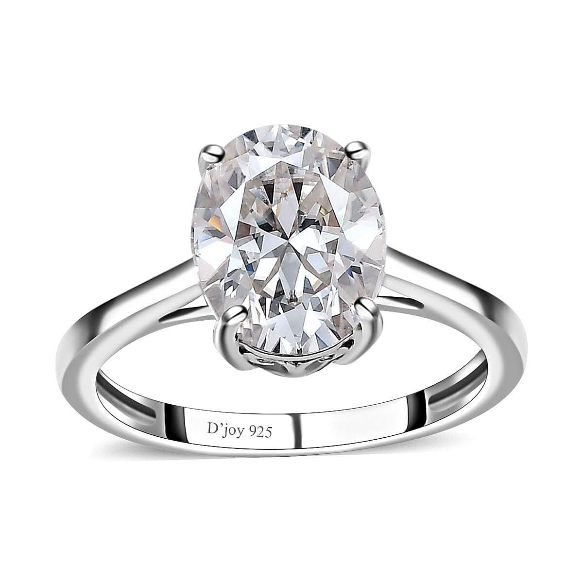 Moissanite Solitaire Ring in Platinum Over Sterling Silver (Size 10.0) 2.70 ctw