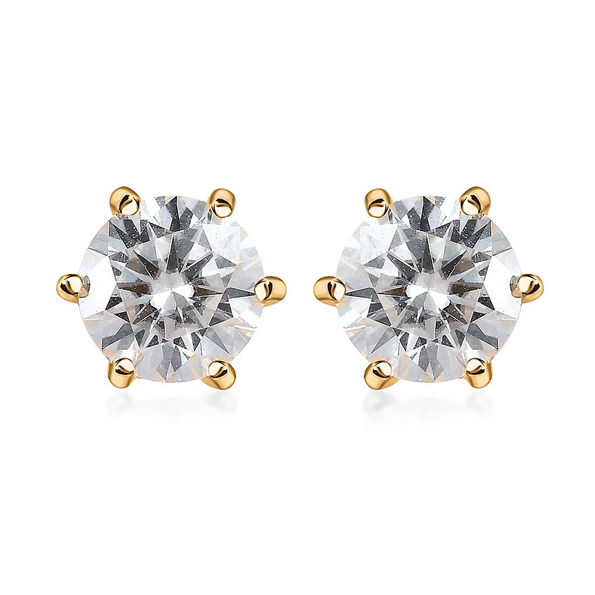 Moissanite Solitaire Stud Earrings in Vermeil Yellow Gold Over Sterling Silver 3.65 ctw