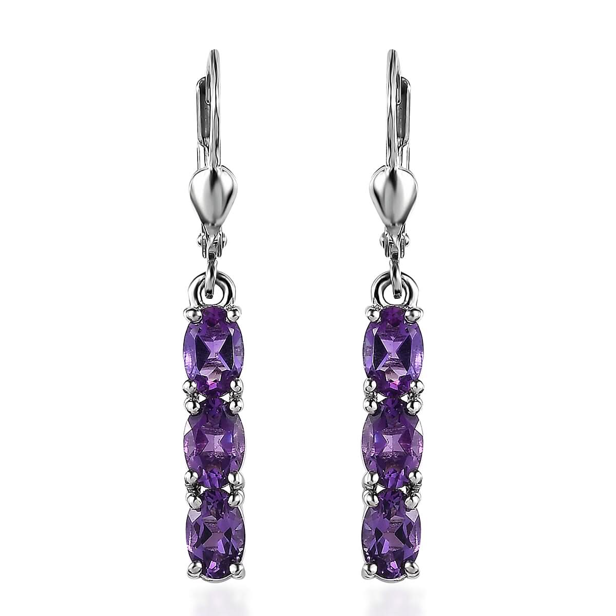 Premium Mashamba Amethyst Lever Back Earrings in Platinum Over Sterling Silver 2.50 ctw