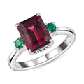 Certified Rhapsody 950 Platinum AAAA Ouro Fino Rubellite and AAAA Boyaca Colombian Emerald Ring (Size 9.0) 2.65 ctw 6.75 Grams - Sticky add to cart bar