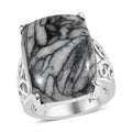 Austrian Pinolith Solitaire Ring in Stainless Steel (Size 10.0) 19.35 ctw - Sticky add to cart bar