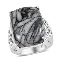 Austrian Pinolith Solitaire Ring in Stainless Steel (Size 10.0) 19.35 ctw