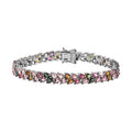 Multi-Tourmaline 2 Row Bracelet in Platinum Over Sterling Silver (6.50 In) 11.40 ctw - Sticky add to cart bar