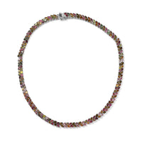 TLV Multi-Tourmaline 2 Row Necklace (18 Inches) in Platinum Over Sterling Silver 34.20 ctw