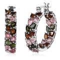 TLV Multi-Tourmaline Inside Out Hoop Earrings in Platinum Over Sterling Silver 7.75 ctw - Sticky add to cart bar