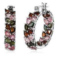 TLV Multi-Tourmaline Inside Out Hoop Earrings in Platinum Over Sterling Silver 7.75 ctw