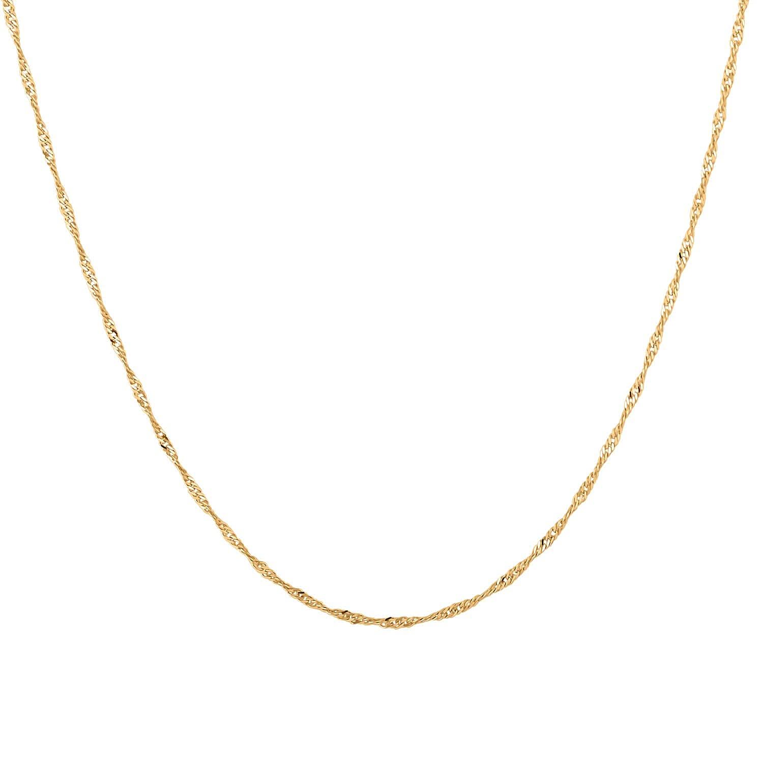 14K Yellow Gold 1.20mm Singapore Twist Chain Necklace 20 Inches 1.6 Grams