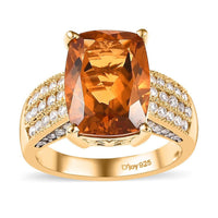 TLV AAA Santa Ana Madeira Citrine, Moissanite Ring in Vermeil YG over Sterling Silver (Size 7.0) 5.00 ctw
