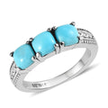 Sleeping Beauty Turquoise 3 Stone Ring in Stainless Steel (Size 10.0) 1.70 ctw - Sticky add to cart bar