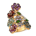 TLV Multi Gemstone Floral Ring in Vermeil YG Over Sterling Silver (Size 10.0) 7.10 Carat Total Weight - Sticky add to cart bar