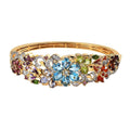 Blue Topaz , Multi gemstones Full Bangle in Vermeil YG Sterling Silver ,  Silver Wt. 22 g 12.15 ctw - Sticky add to cart bar