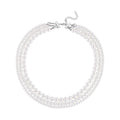 Doorbuster White Shell Pearl Beaded 3 Row Beaded Necklace 18 Inches in Stainless Steel - Sticky add to cart bar