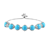 Sleeping Beauty Turquoise Bolo Bracelet in Platinum Over Sterling Silver (10.50 In) 12.00 ctw