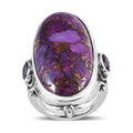 Mojave Purple Turquoise and African Amethyst Ring in Sterling Silver (Size 10.0) 32.75 ctw - Sticky add to cart bar