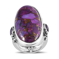 Mojave Purple Turquoise and African Amethyst Ring in Sterling Silver (Size 10.0) 32.75 ctw