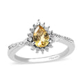 Premium Brazilian Heliodor and White Zircon Halo Ring in Platinum Over Sterling Silver (Size 10.0) 1.00 ctw - Sticky add to cart bar