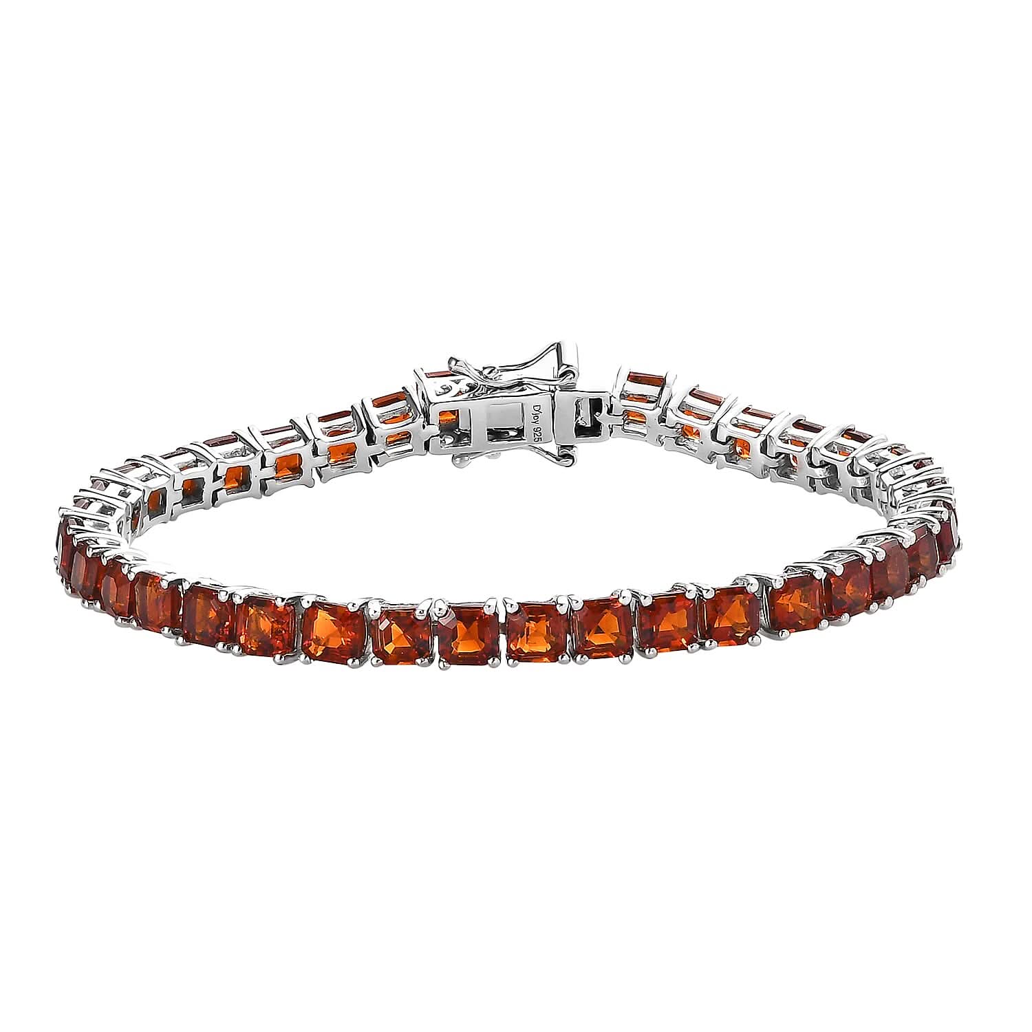 Doorbuster Asscher Cut Brazilian Cherry Citrine Bracelet in Platinum Over Sterling Silver (6.50 In) 11.00 ctw