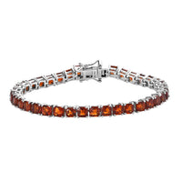 Doorbuster Asscher Cut Brazilian Cherry Citrine Bracelet in Platinum Over Sterling Silver (6.50 In) 11.00 ctw