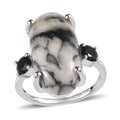 Austrian Pinolith, Thai Black Spinel Ring in Sterling Silver (Size 10.0) 10.35 ctw - Sticky add to cart bar