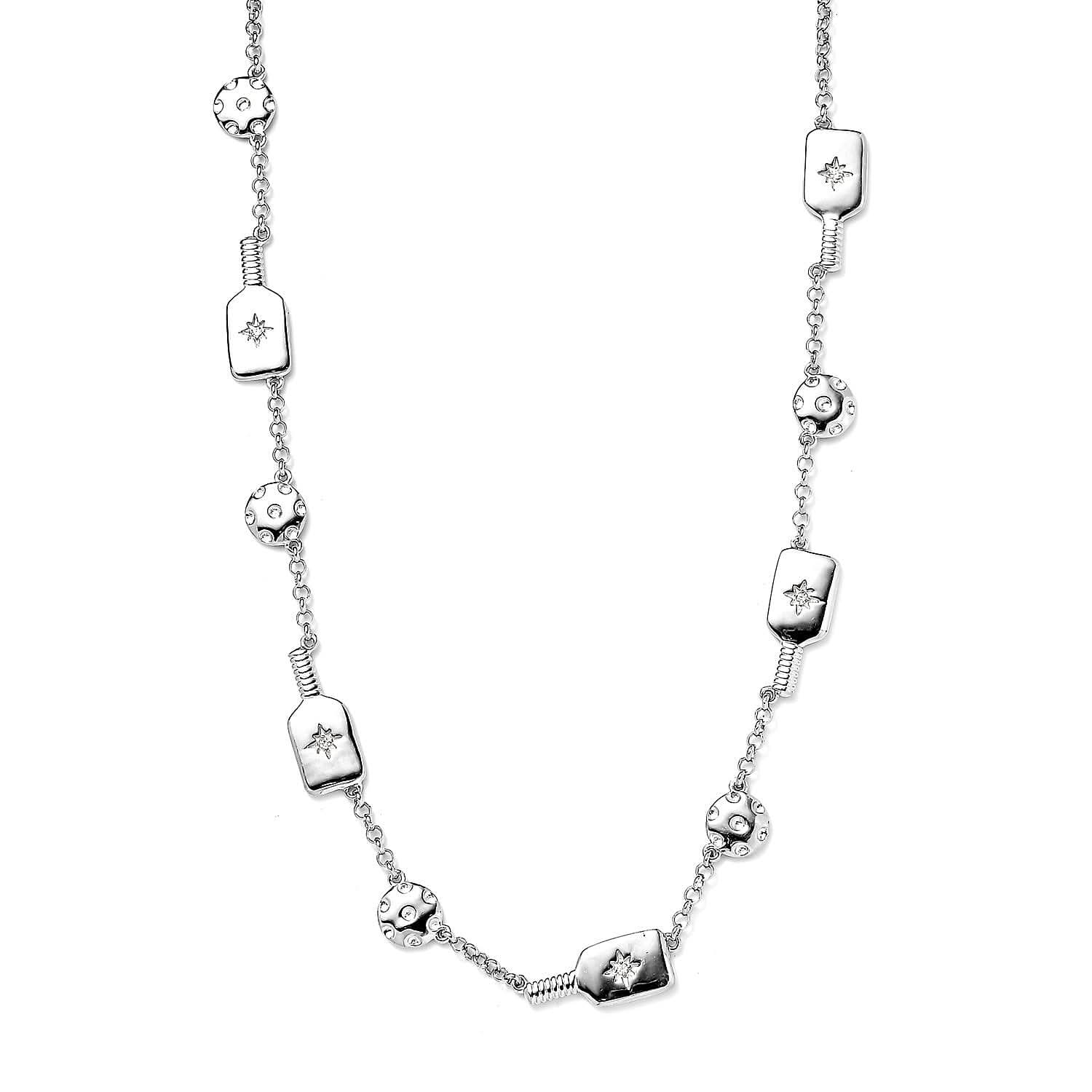 Karis White Zircon Necklace 18-20 Inches in Platinum Bond 0.08 ctw (1)