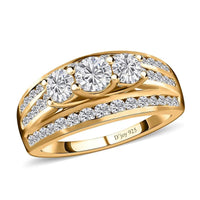 Moissanite Ring in Platinum Over Sterling Silver (Size 10.0) 1.65 ctw