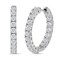 Doorbuster Moissanite Inside Out Hoop Earrings in Platinum Over Sterling Silver 3.75 ctw