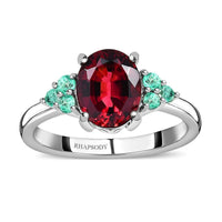 Certified Rhapsody 950 Platinum AAAA Ouro Fino Rubellite and AAAA Boyaca Colombian Emerald Ring (Size 6.0) 4.90 Grams 2.10 ctw