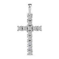 Diamond Accent Cross Pendant in 14K YG Over Sterling Silver