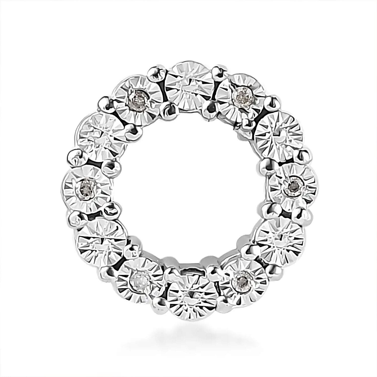 Diamond Accent Circle Pendant in Platinum Over Sterling Silver