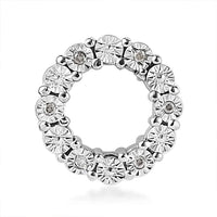 Diamond Accent Circle Pendant in Platinum Over Sterling Silver
