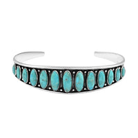 Santa Fe Style Turquoise Cuff Bracelet in Sterling Silver (Adjustable) 6.50 ctw