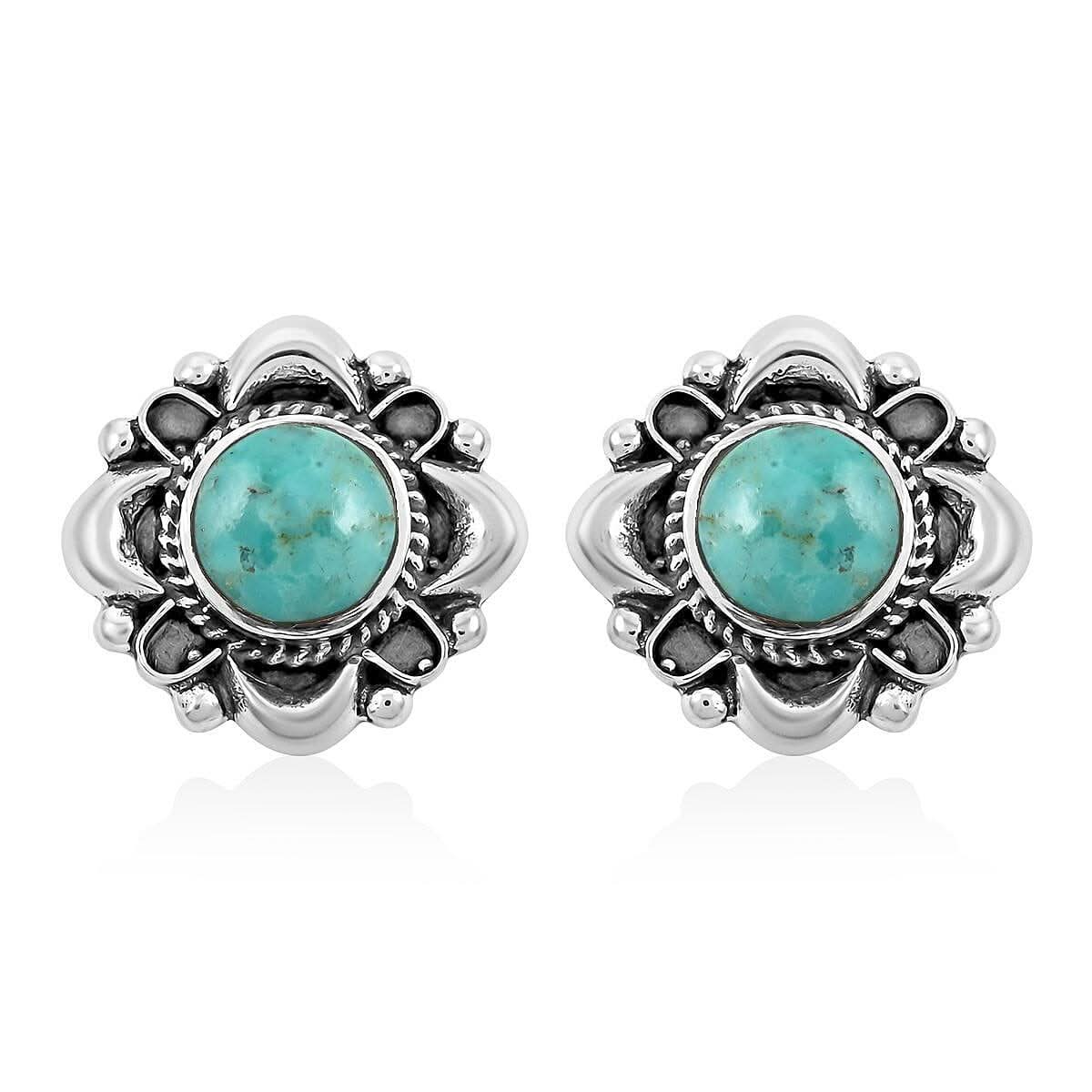 Santa Fe Style Turquoise Earrings in Sterling Silver 1.05 ctw